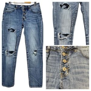 RanCan Distressed Boyfriend Jeans | Ripped Streetwear | Size 28